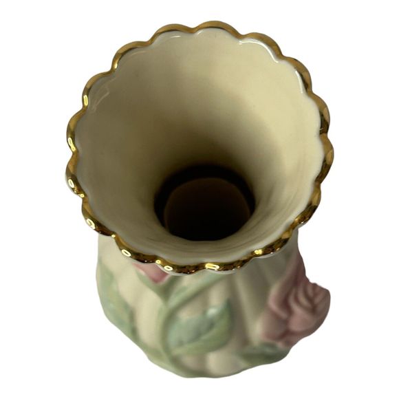 Lenox Sentimental Rose Bud Vase Hand Painted Ivory Fine China 5.75" 24k Gold Rim - Picture 9 of 10